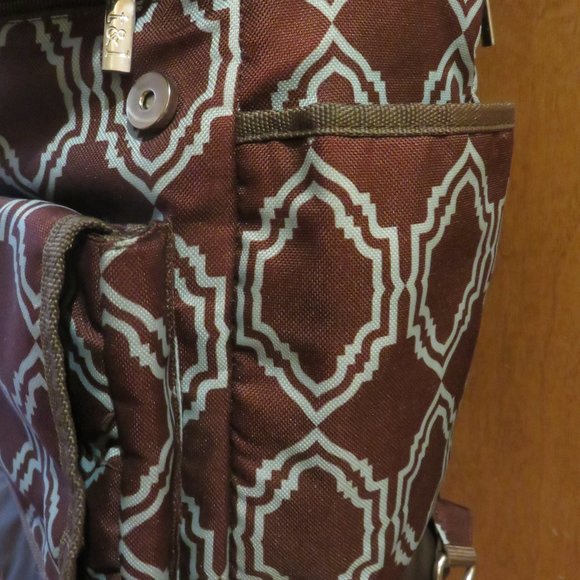 timi & leslie rust/blue graphic print backpack/shoulder baby bag, nwot - Picture 4 of 11